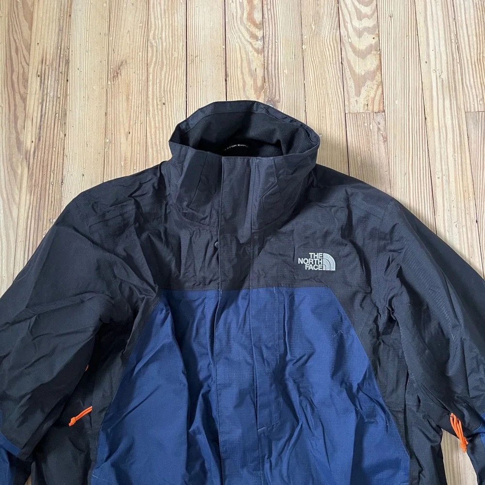 The North Face HyVent Rain Jacket Mens Large Navy Black Colorblock Pit Zip Shell